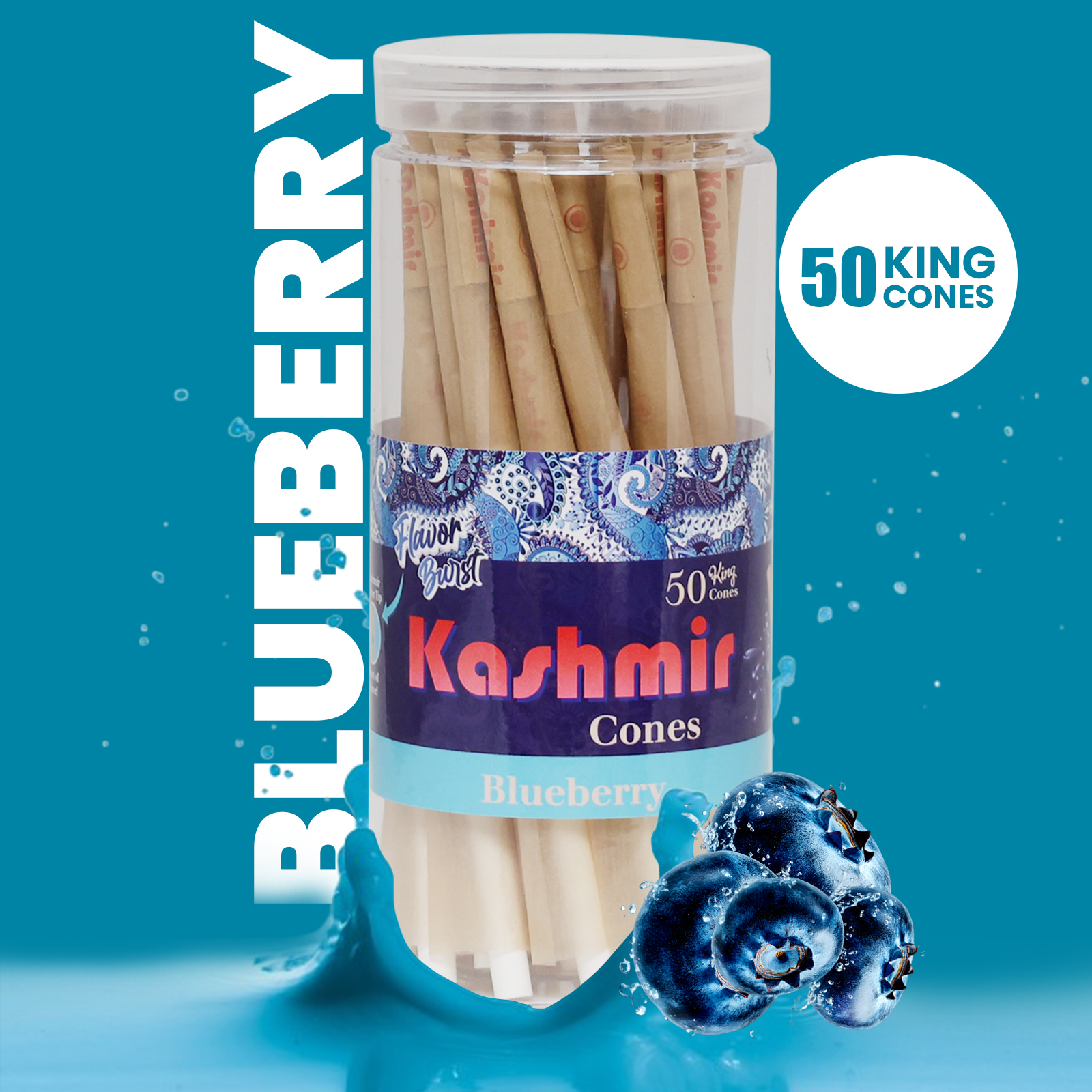Blueberry Flavored Pre Rolled Cones - King Size - 50ct