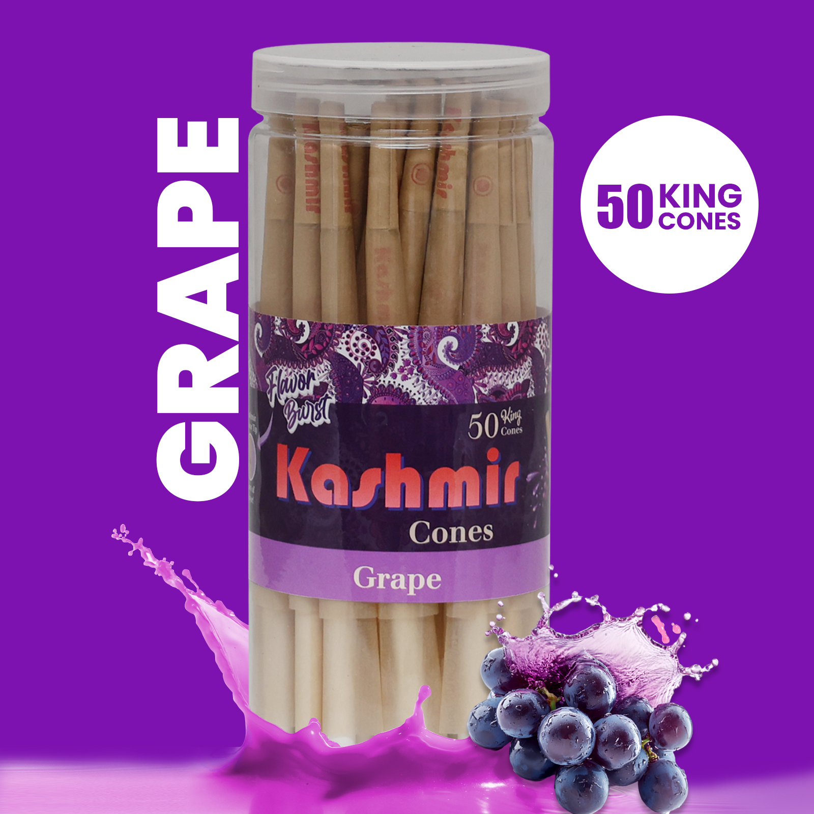Second image of Kashmir Pre-Rolled Grape Flavored 1¼ Cones: 50CT