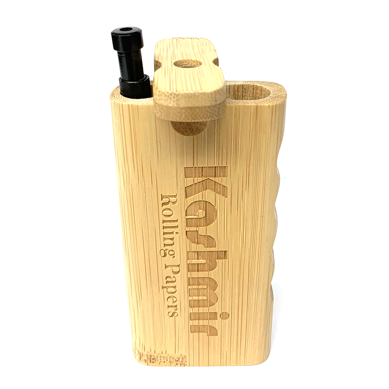 BAMBOO FINGER-GROOVE DUGOUT W/ BLACK PIPE & POKER