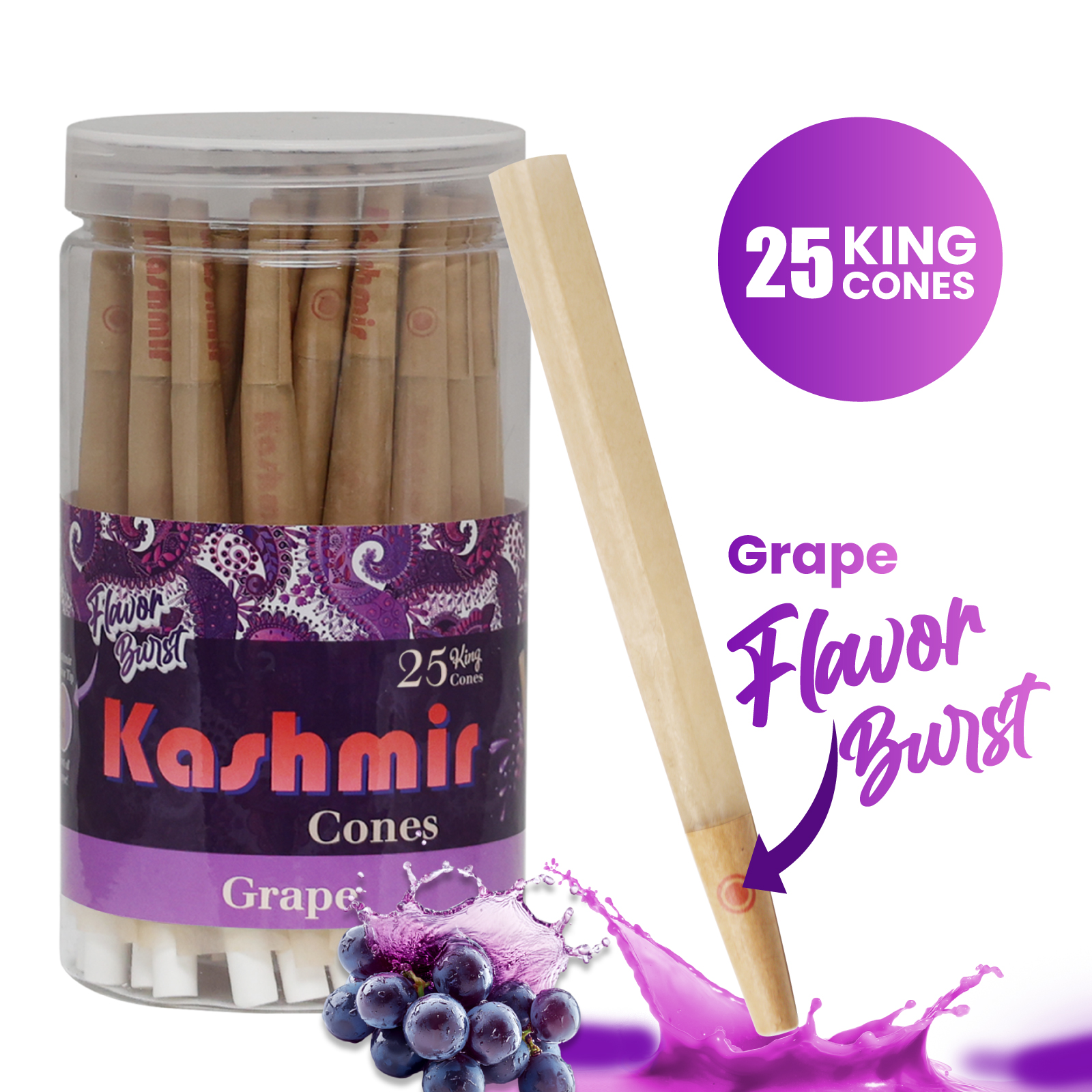 Second image of Kashmir Pre-Rolled Grape Flavored King Cones: 25CT