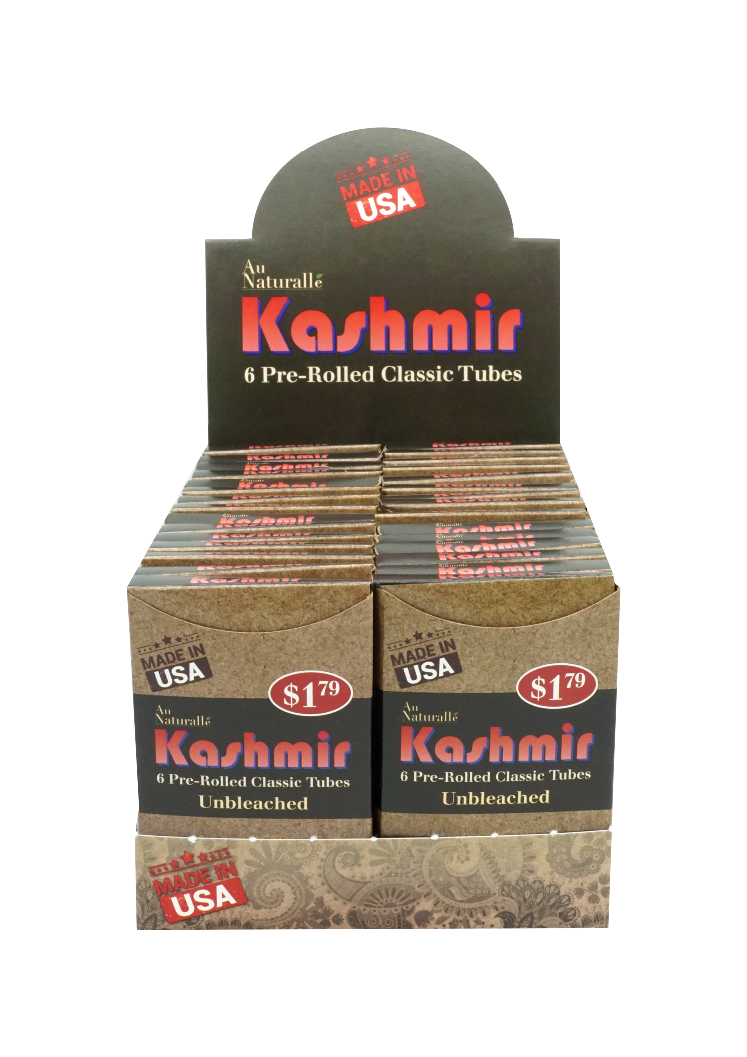 Kashmir Classic Unbleached Pre-Rolled Tubes Display