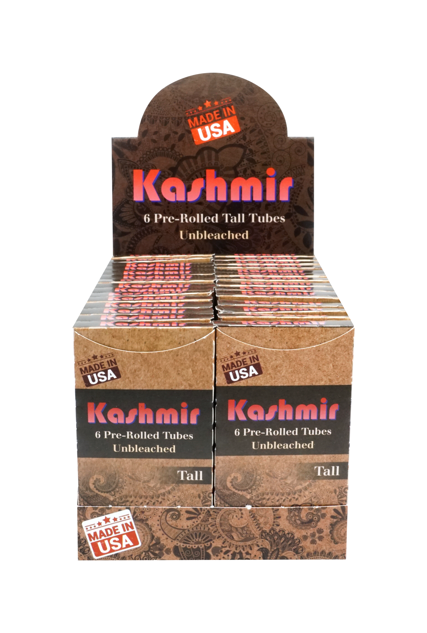Kashmir Unbleached Tall Pre-Rolled Tubes Display
